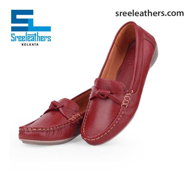 Ladies leather cherry loafer shoes 04977