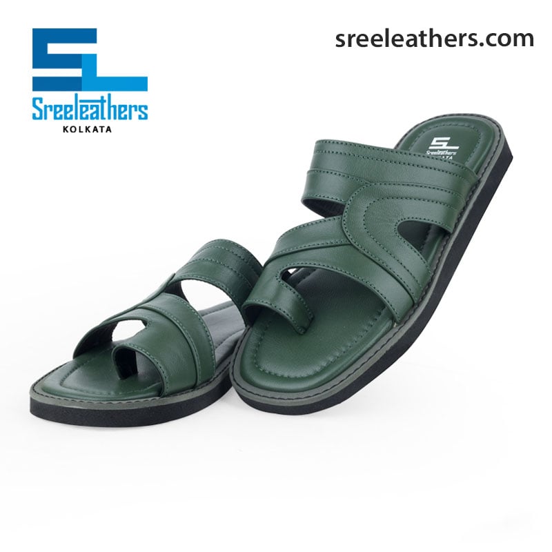 Men's green chappals 61458