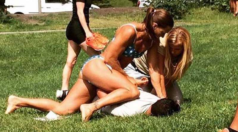 A Swedish cop arrests a thief in bikini while sunbathing with friends