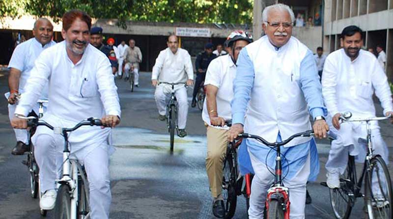  Haryana Chief Minister cycles to the  assembly