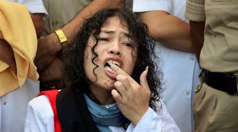Irom Chanu Sharmila after she ended her fast and was granted bail