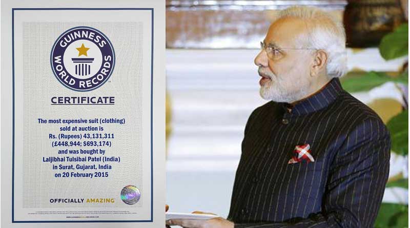 Modi Suit sold at auction for 4.3 crore setting Guinness record
