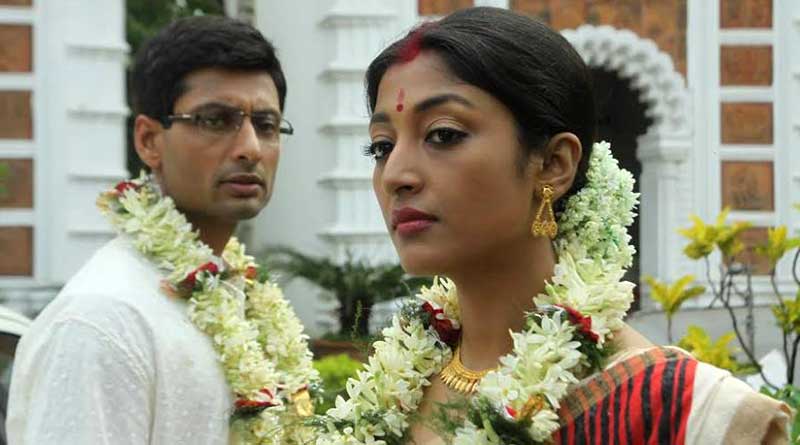 Paoli and Indranil in wedding scene for the movie Tobu Aporichito