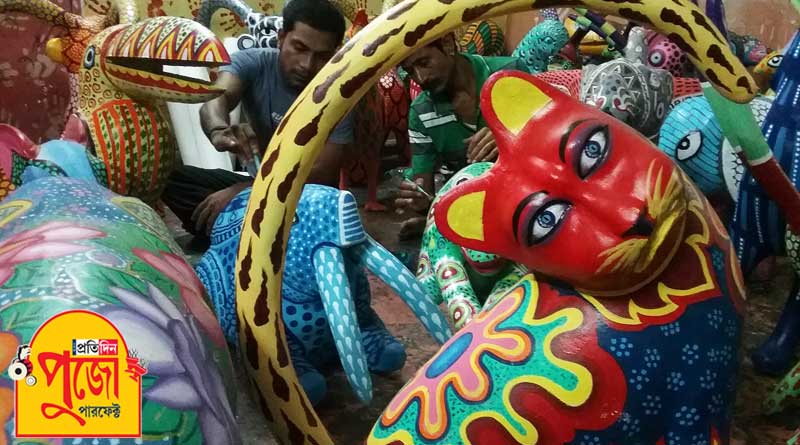 রং আর আলোয় খুশির ধারায় সাজবে পল্লিশ্রীর পুজোর পাড়া