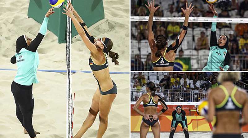 Egyptian Volleyball Player Facing A German Opponent At rio, picture has gone Viral