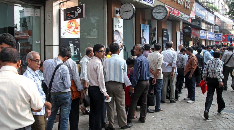 Currency ban: Long queues at ATMs, banks