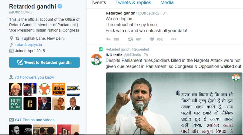 Rahul Gandhi's Twitter account hacked