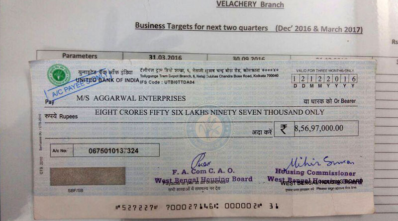 Housing Department cheque forged alleged minister