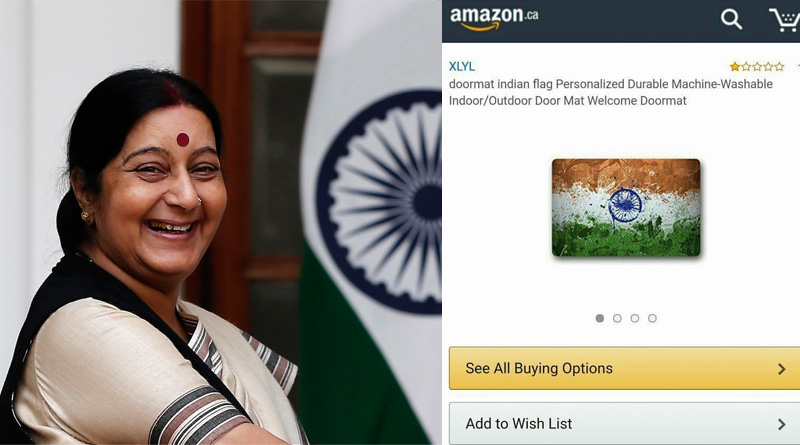 after Sushma Swaraj's warning Amazon pulls back doormats with indian flag
