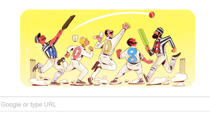 Google doodle celebrates the 1st Test cricket with sketch