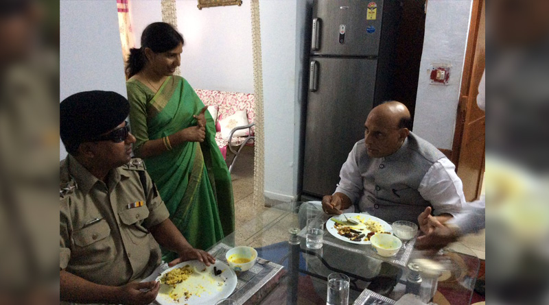 Rajnath Singh visits BSF officer's house who lost vision in terror attack 