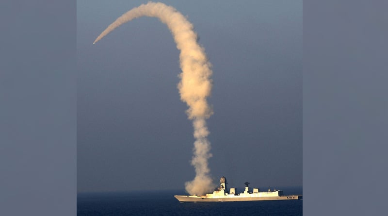 India test fires Brahmos missile from INS Chennai | Sangbad Pratidin