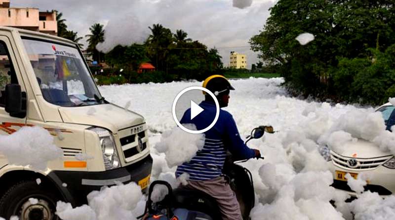 Bengaluru lake showers people with chemical 'snowfall'