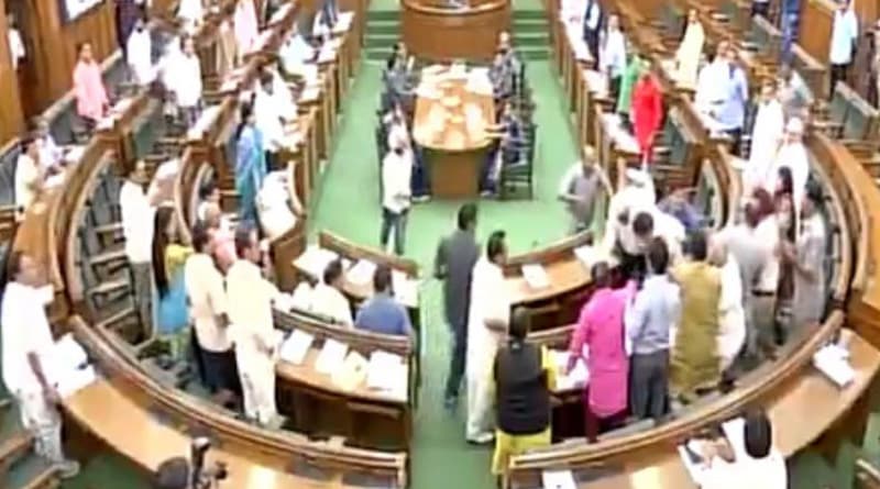 AAP leader Kapil Mishra heckled, marshalled out of Delhi assembly