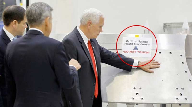 Internet Explodes After Mike Pence Touches Flight Hardware Labeled 'DO NOT TOUCH'