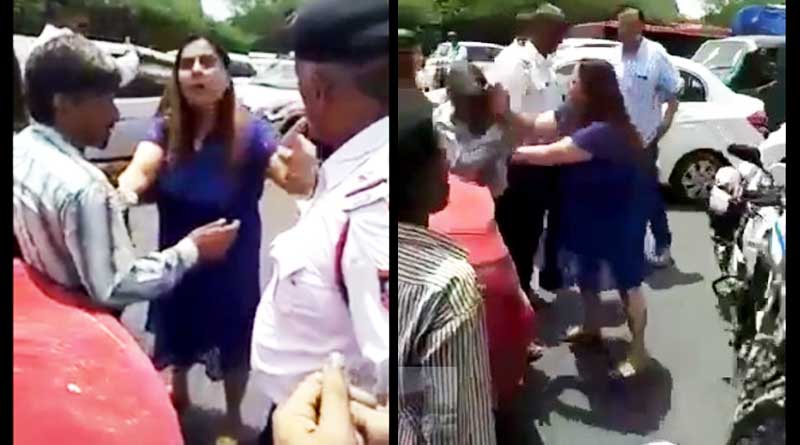 Cops watch as Rowdy Delhi woman terrorizes driver