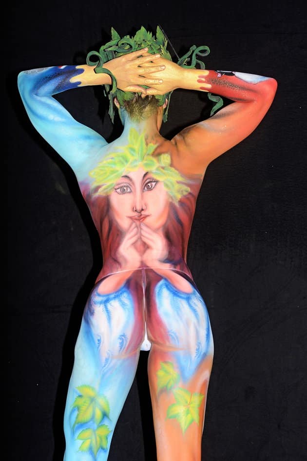 KLAGENFURT, AUSTRIA - JULY 30: A model poses with her bodypainting during the 20th World Bodypainting Festival 2017 on July 30, 2017 in Klagenfurt, Austria. (Photo by Didier Messens/Getty Images)