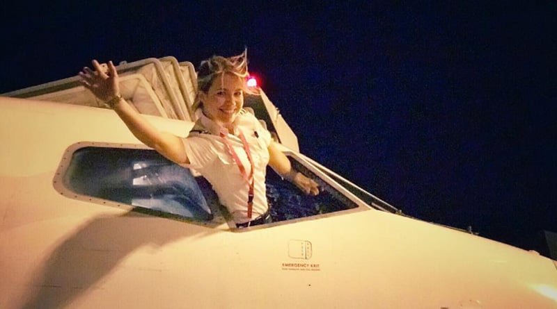 A 31-year-old blonde pilot is becoming an Instagram star