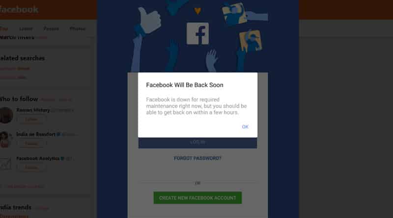 Popular social media platform Facebook is down