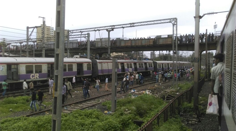 Local train derails in Mumbai, sparks panic
