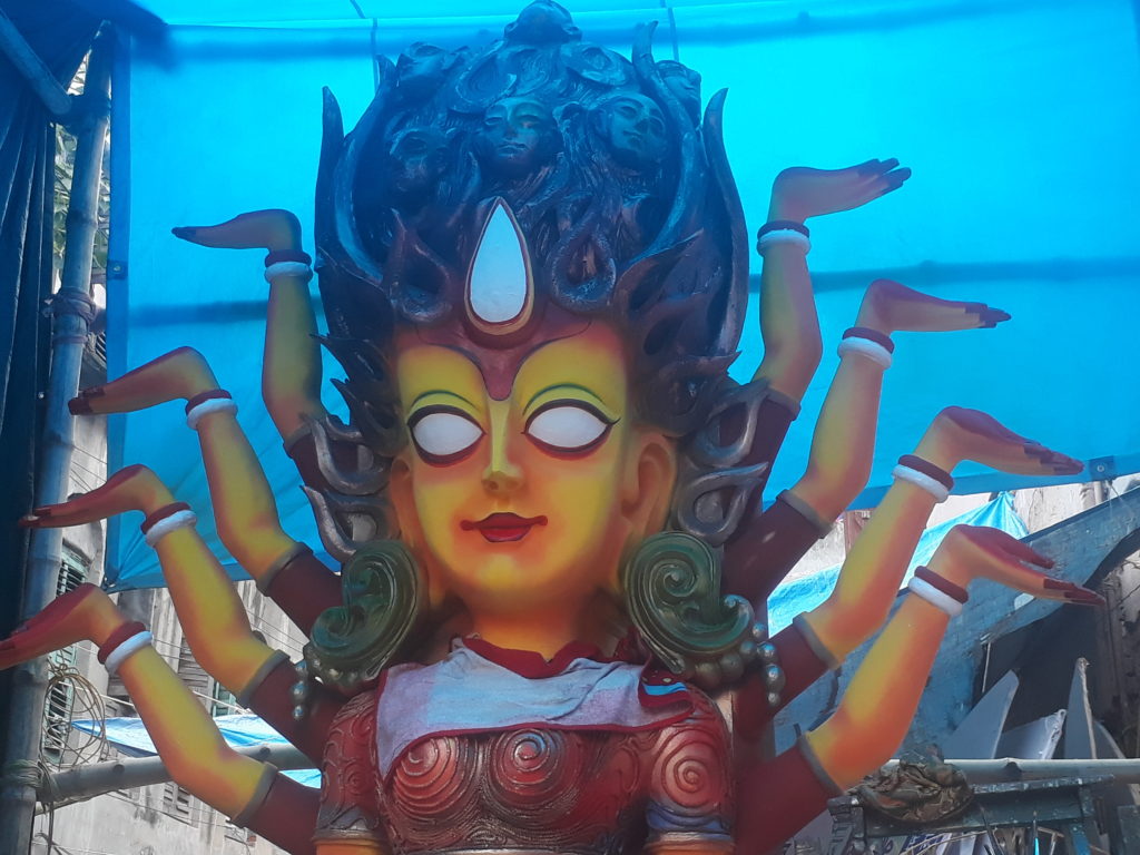 চক্ষুদানের আগে মাতৃপ্রতিমা। ছবি- সুলয়া সিংহ