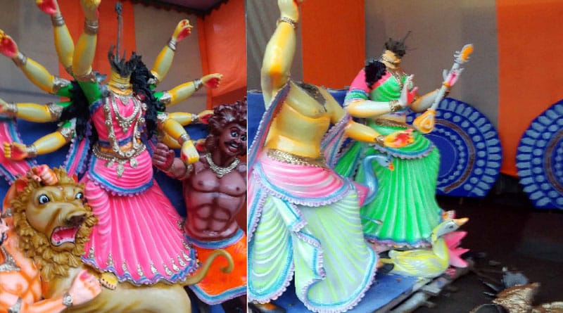 মৌলবাদীদের নিশানায় দুর্গাপুজো, তাণ্ডব চালিয়ে মাথা কাটা হল প্রতিমার