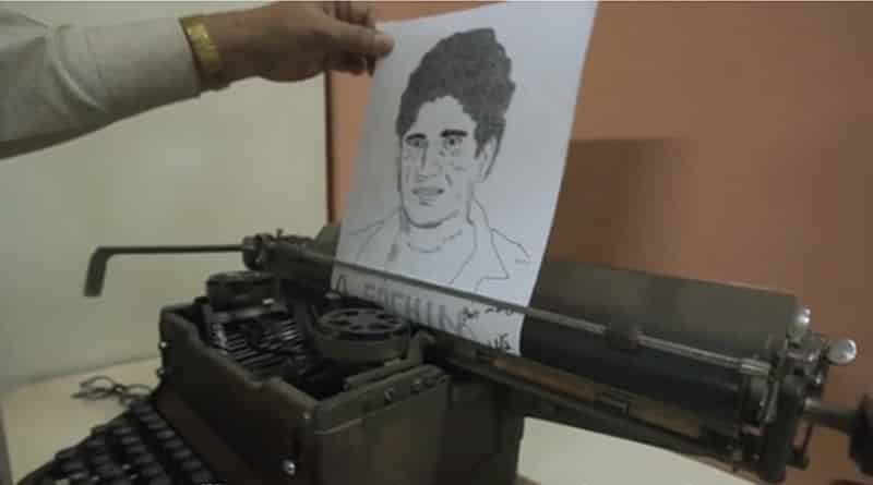 টাইপরাইটারে শচীনের ছবি ফুটিয়ে তুলে তাক লাগালেন এই শিল্পী
