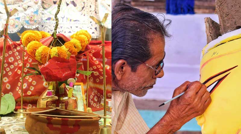 মঙ্গলঘট নিরঞ্জনে স্বতন্ত্র কৃষ্ণনগরের জগদ্ধাত্রী