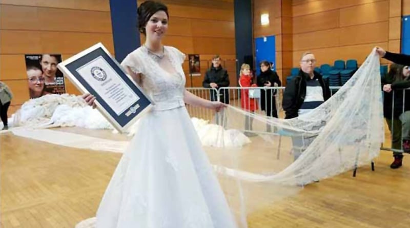 World’s longest wedding dress sets Guinness record