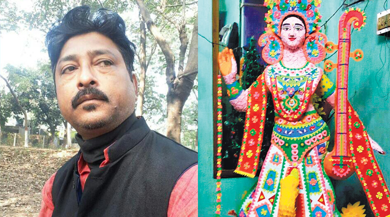 সামান্য ইরেজার দিয়ে সরস্বতী বানিয়ে নজির বাংলার এই শিল্পীর