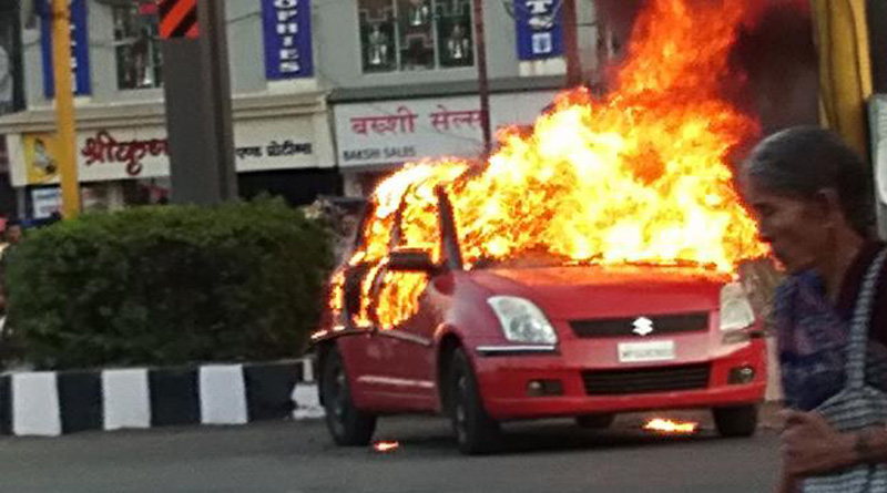 Oops! Same side, Karni goons torch one of its own car