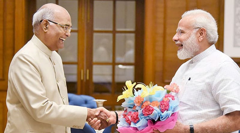 কালামের সঙ্গে মোদিকে একাসনে বসালেন খোদ রাষ্ট্রপতি কোবিন্দ