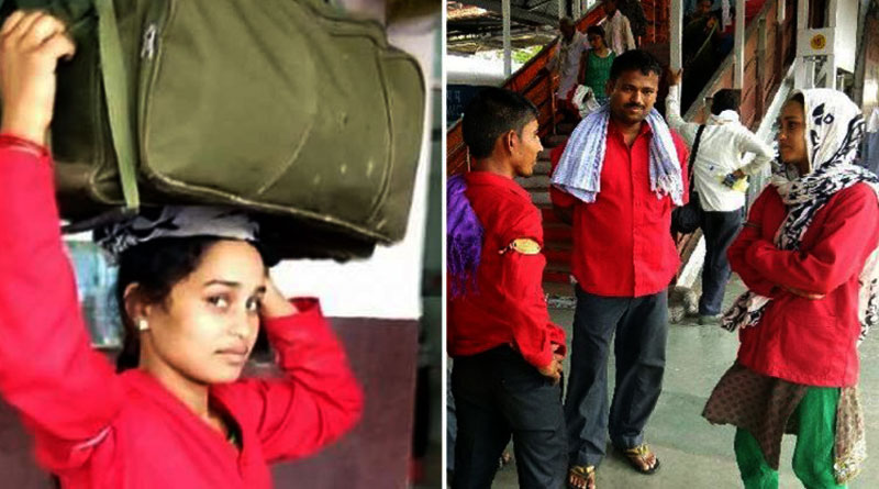 তিন সন্তানের মুখে অন্ন তুলে দিতে কুলির পেশায় মা