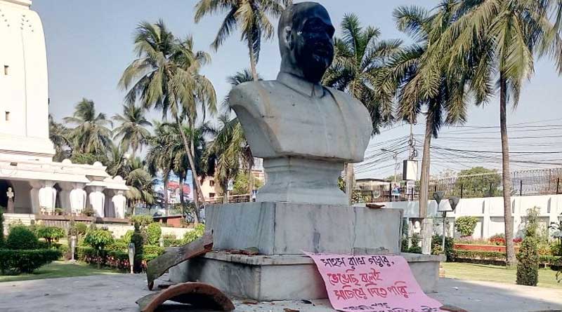 ত্রিপুরা কাণ্ডের জের, টালিগঞ্জে ভাঙা হল শ্যামাপ্রসাদ মুখোপাধ্যায়ের মূর্তি
