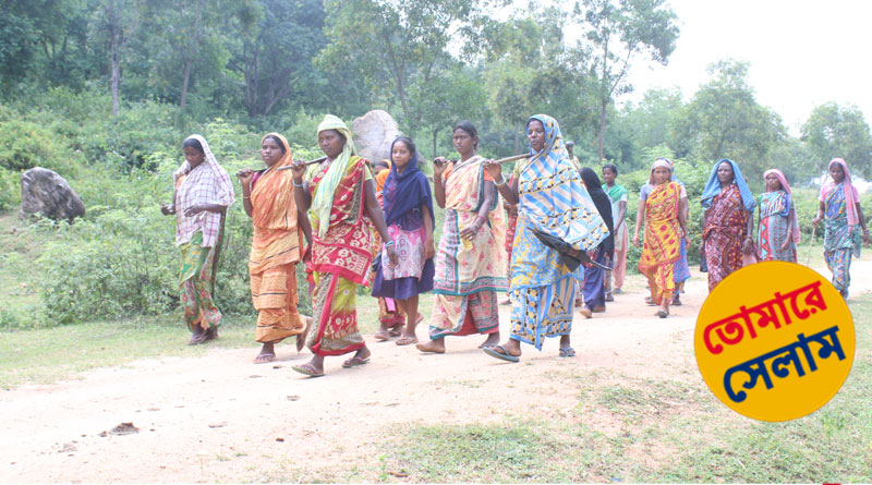লাঠি-কুড়ুল হাতে অরণ্য বাঁচাচ্ছেন জঙ্গলমহলের লক্ষ্মীবাইরা