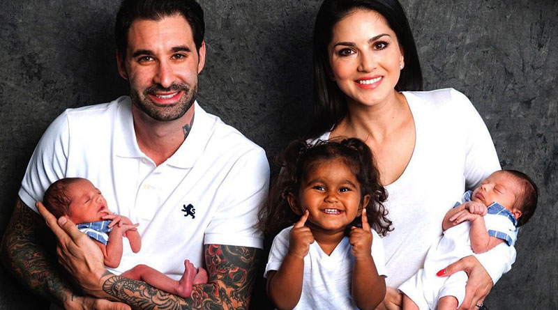 Sunny Leone travels to the US with her husband and children