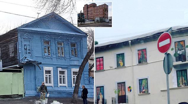 Russia masks rickety buildings with cartoons for FIFA football WC