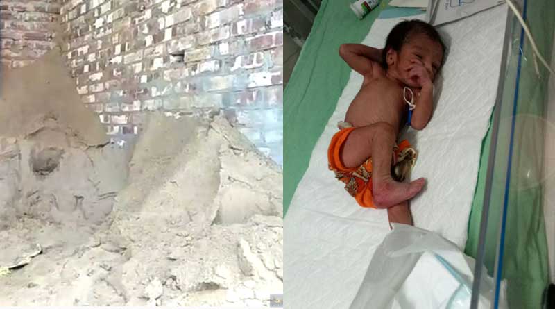 A newborn recovered from the heap of sand in Dumdum