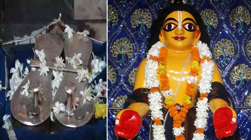 আকাশপথে নবদ্বীপের চৈতন্য মহাপ্রভুর পাদুকা পৌঁছল বাংলাদেশে