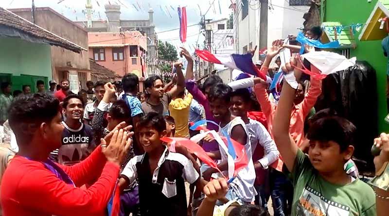 Chandannagar is celebrating football world cup finale with the flag of France