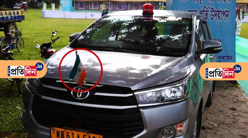 Dakshin Dinajpur: Upside down national flag in minster’s car creates controversy 