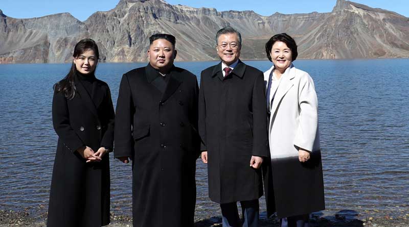 N Korea’s Kim shakes hand with S Korean counterpart