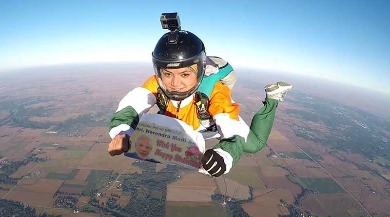 Indian skydiver jumps off plane to wish PM Modi on birthday