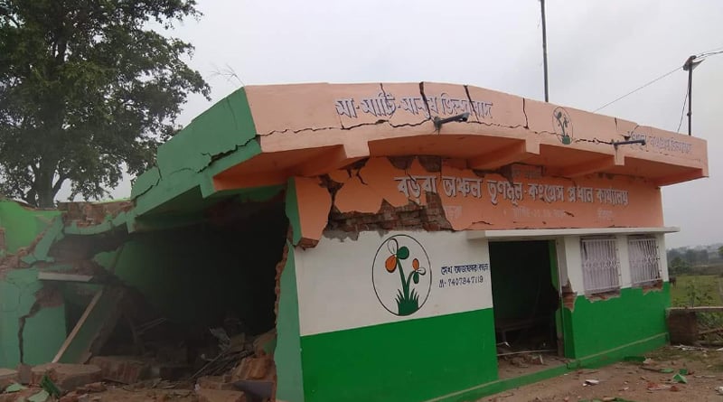 বনধের দিন বিস্ফোরণে উড়ল তৃণমূলের কার্যালয়, চাঞ্চল্য বীরভূমের খয়রাশোলে