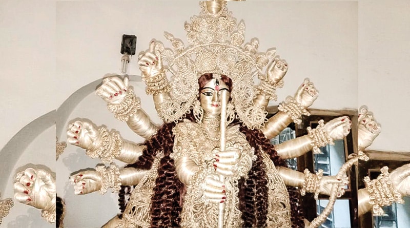 Farakka : Goddess Durga made by jute is attraction of this Puja
