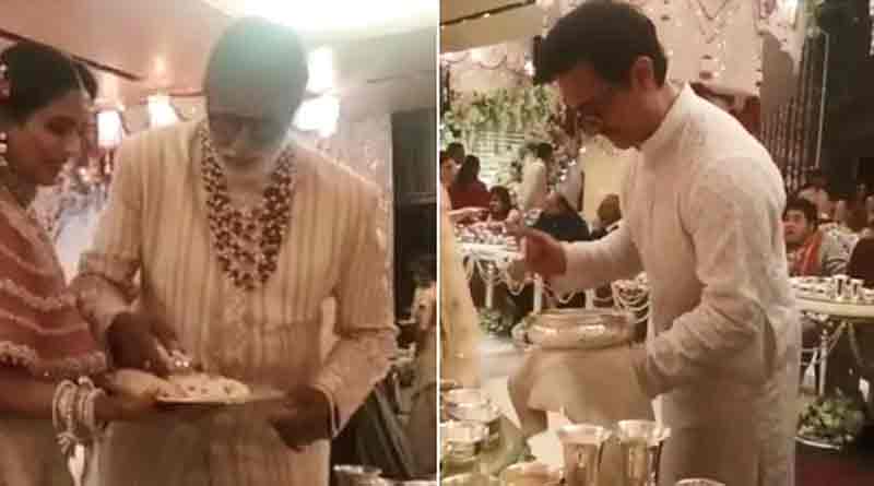 Amitabh and Aamir serve food at Isha’s wedding