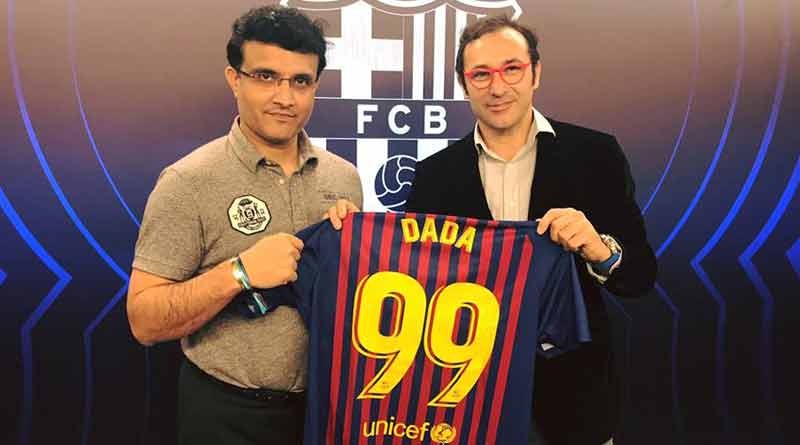 Barcelona presents jersey to Sourav Ganguly 