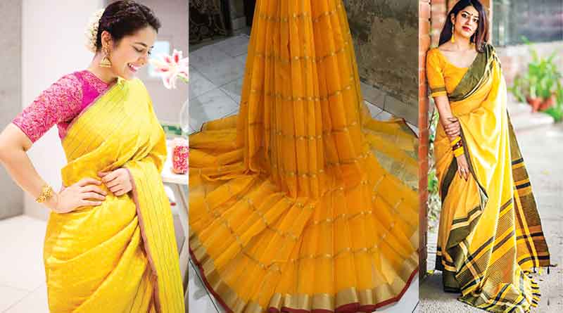 Yellow saree is trend for Saraswati Puja