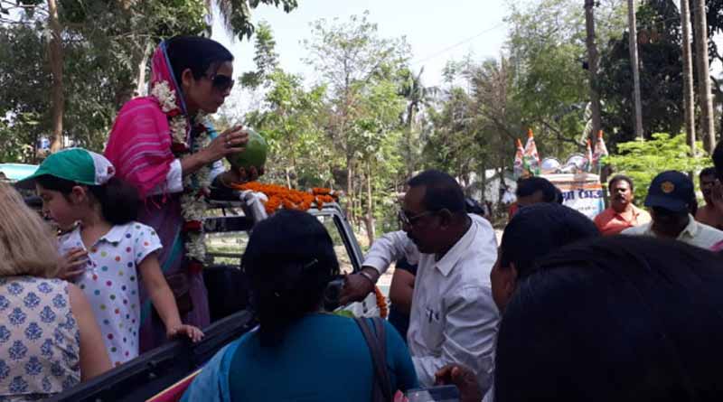 Mahua Moitra is on poll campaign at Krishnanagar on Sunday