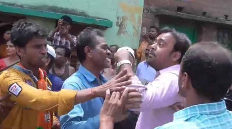 A TMC candidate allegedly beaten by BJP candidate Babul Supriyo
